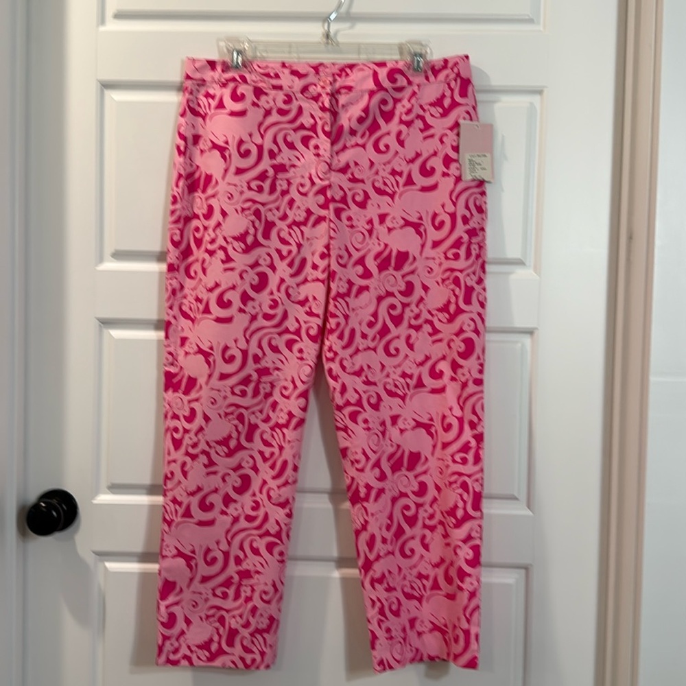 Lilly Pulitzer princess Pink animal Print Cotton Pants. Size 10 NWT